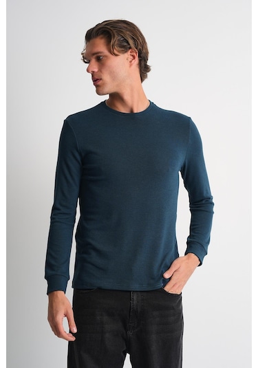 Alexander Gardi Alexandergardı Uzun Kollu Bisiklet Yaka Basic Sweatshirt PETROL