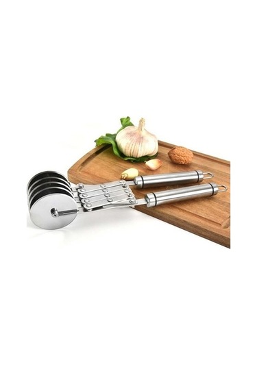 Novahub Paslanmaz Çelik Pizza Kesici 5 Tekerlekli Rulo Hamur Bölücü, Ev-mutfak Aracı Gümüş