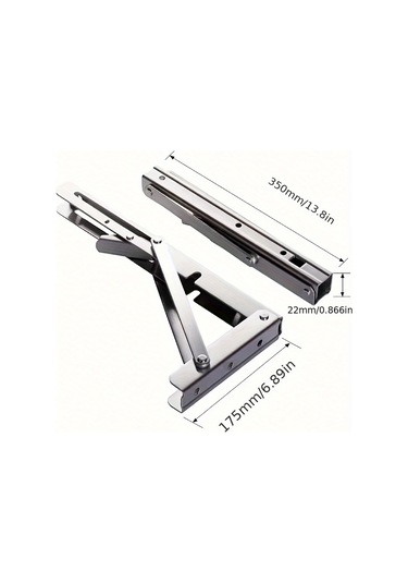 Topnotch 2 Adet Paslanmaz Çelik Katlanır Duvara Monte Masa Organizer Ahşap Raf - 14 Inç Gümüşi