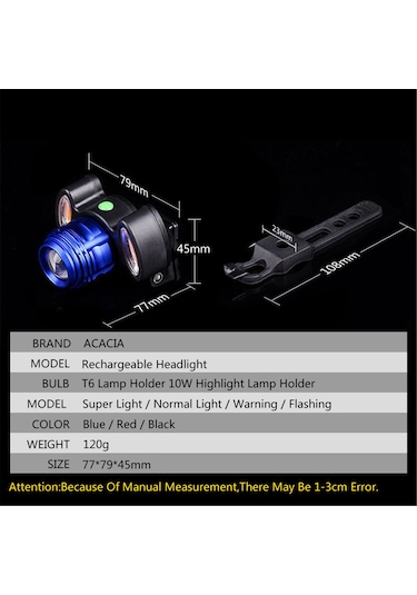 Ximistore9 Parlak T6 Led Bisiklet Farı, Şarj Edilebilir, 4 Modlu, Zoom Özellikli, Kask Ve Gidon İçin Uygun Siyah