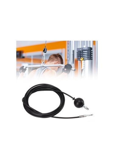 Konesam Ev Ve Spor Salonu İçin Kuvvetli Çelik Tel, Boyu Ayarlanabilir, Gelişmiş Kas Antrenmanı İçin Siyah Fitness Makine Kablosu 4 Metre