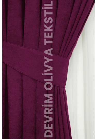 Devrim Olivya Tekstil Blackout Işık Geçirmez Fon Perde Lacivert Pilesiz Düz Karartma Güneşlik Mürdüm