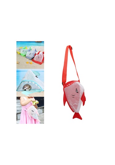 Suntek Yaz Çocukları Mesh Plaj Kabuk Torbası 25x18x15cm Çok Kırmızı