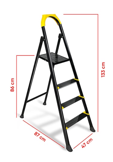 Ze Hardy 3+1 Basamaklı Özel Tasarım Hafif Merdiven Kaymaz Papuçlu Dayanıklı Paslanmaz 3+1 Basamak