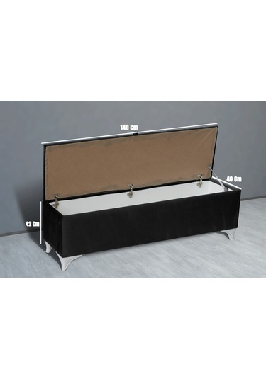 Vetra Sandıklı Bench Puf, Beyaz Antrasit