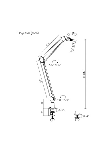 Npo Std131b Stüdyo Tasarım Kablo Yönetimli Amortisörlü Profesyonel Yayıncı Mikrofon Kolu