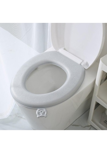 Gri Eva Su Geçirmez Klozet Kapağı Kalınlaşmış Dört Mevsim Evrensel Tuvalet Pedi
