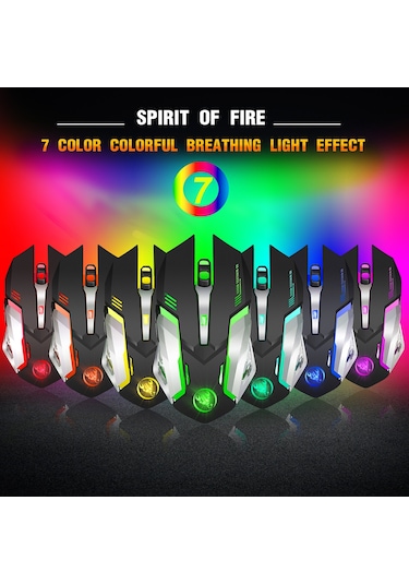 Geeroyoo Hxsj Kablosuz Oyun Faresi - 2400 Dpı, 7 Renkli Aydınlatma, Şarj Edilebilir, Ergonomik Tasarım 001