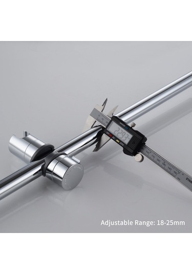 Vkemall Chrome Kaplı El Duşu Braketi - 18-25mm Borular İçin Yükseklik Ayarlı 360 Döner Tutucu - Kaydırma Çubuğu Skratç Korumalı Sabitleyici Gümüş