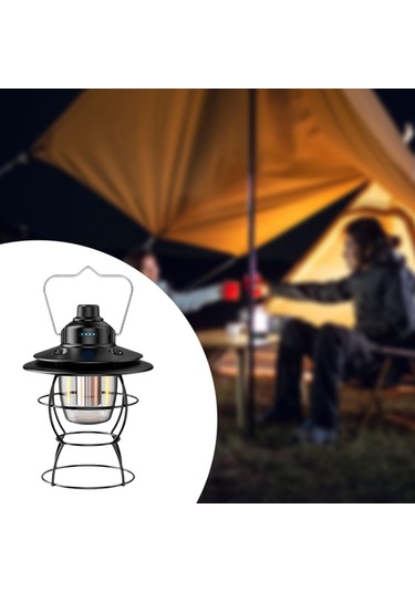 Suntek Led Kamp Feneri Piknik Acil Veranda Için Asılı Aydınlatma Siyah