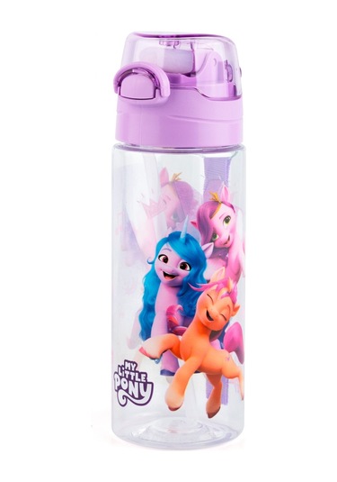 My Little Pony Kız Çocuk 500 Ml Pipetli Plastik Matara Suluk - Mor Kapak