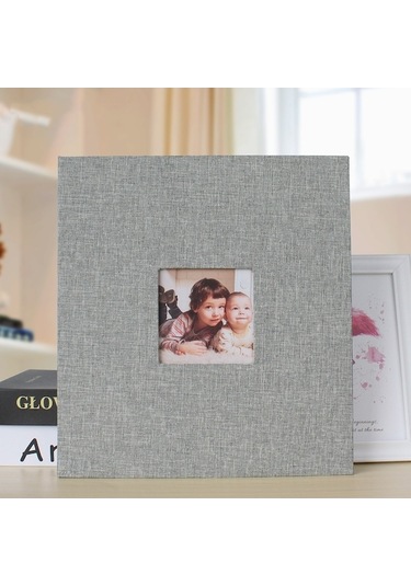 Rogfer 10 İnç 20 Sayfa/40p Bez Fotoğraf Albümü Kendinden Yapışkanlı Dıy Lamine Fotoğraf Albümü Gri