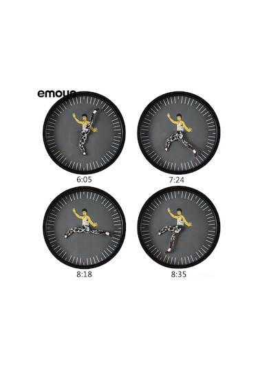 Maiyame Küçük Dragon Kung Fu Stili Sessiz Duvar Saati Modern Ev Dekorasyonu Siyah Yuvarlak Saat Çok Renki