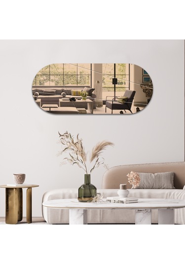 Ayna Bronz Ayna Victory Tasarım Kanallı Oval Ayna 50cm X 120 Bronz