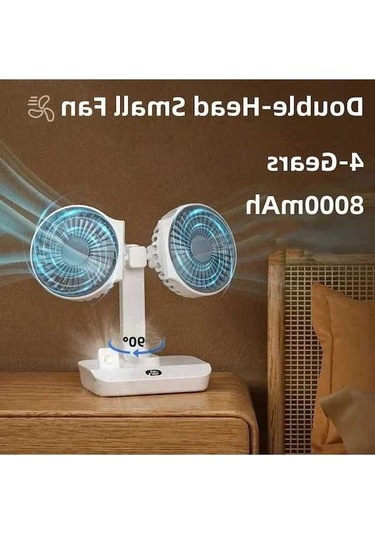 Funtree Treasure 2 Kafa 4-dişli Masaüstü Fan, Hızlı Rüzgar, Usb Şarjlı, Led Ekran