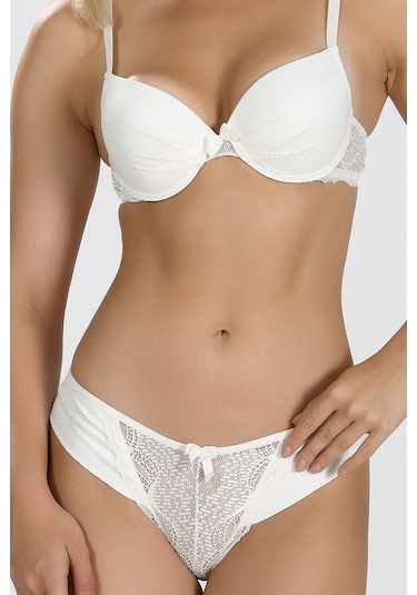 Nbb Kadın Krem Tül Detaylı Sütyen Külot Takım