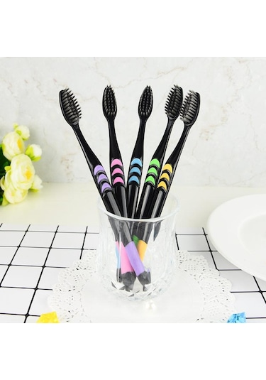 10 Adet/paket Yumuşak Bambu Kömür Nano Diş Fırçası Siyah Diş Fırçası Diş Kişisel Diş Bakımı