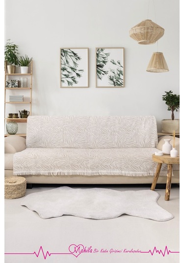 Klasik Pamuklu Koltuk Örtüsü 160x220 Cm Zebra Desen Koltuk Örtüsü Bej