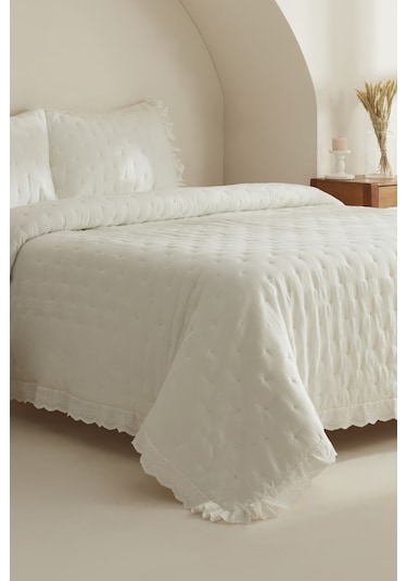 Karaca Home Aurora Çift Kişilik Yatak Örtüsü Seti Beyaz