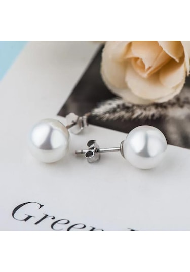 Brezza Lusso Jewelry Enesstore Gümüş Inci Bayan Küpe