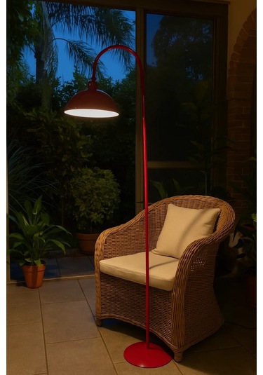 Bordo Lambader Hareketli Başlık Modern Dekoratif Metal Oturma Odası Çalışma Odası Zemin Lambası Kırmızı