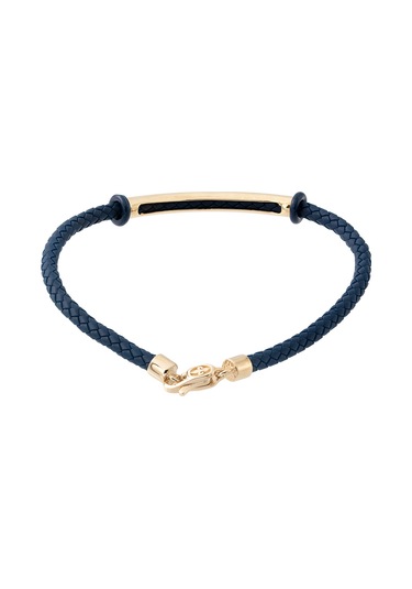 Cenova Kuyumculuk 14 Ayar Altın Lacivert Örme Kauçuk Erkek Bilekliği Lacivert