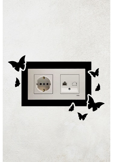 Kelebek Tasarım 2li Priz Çerçevesi İç Ölçü 15,5x8,4 Cm Ikili Priz Çerçeve Kelebek - Ev Süsü