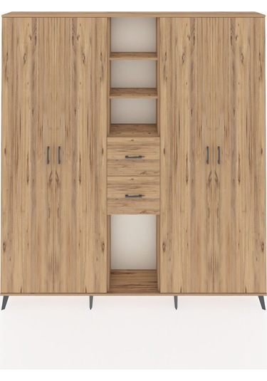 Arges Dolap 15 Raflı 2 Çekmeceli 4 Kapaklı 220x30x243 Çam-çam/çam Atlas Çam/atlas Çam