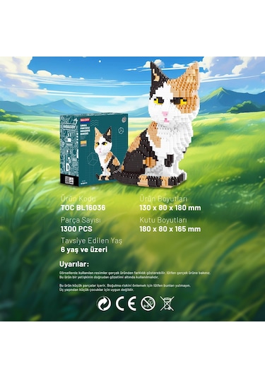 Balody Evcil Hayvan Serisi Calico Kedisi Bl16036 Mikro Blok Yapı Oyuncakları Seti