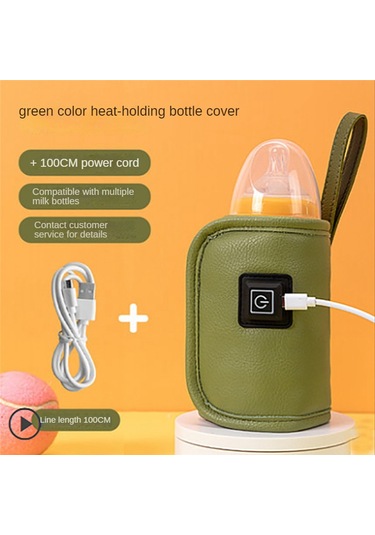Usb Süt Su Isıtıcı Seyahat Arabası Yalıtımlı Çanta Bebek Emzirme Şişe Isıtıcı Açık Kış İçin Güvenli - Yeşil
