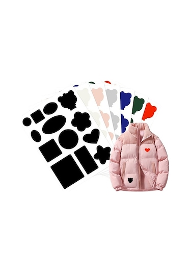 Rogfer Kendinden Yapışkanlı Aşağı Ceket Yama Çıkartmaları Naylon Kumaş Çıkartmalar Dikişsiz Giysi Onarım Deliği Çıkartmaları, Stil: Tüm Levha Parlak