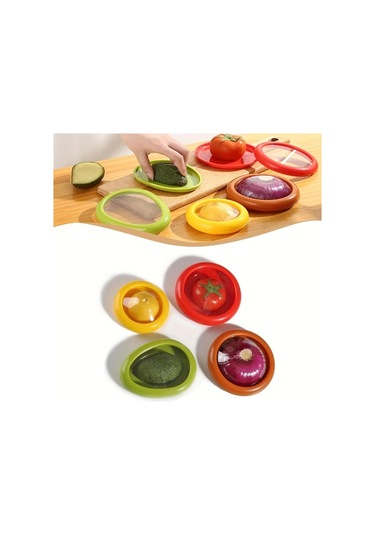 Xuweiwei 4'lü Büyük Kapasiteli Silikon Saklama Kabı Meyve Sebze Dondurucu Kırmızı Yeşil Sarı Turuncu