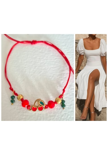 Glamglamour Kırmızı Kiraz Bayan Halhal