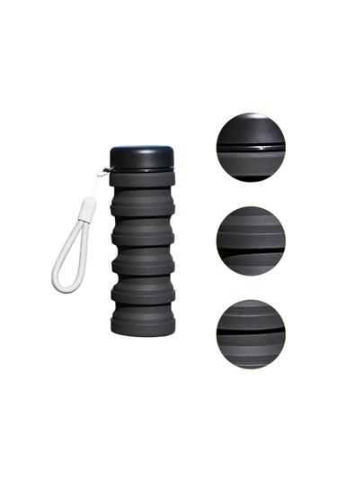 Suntek Dağcılık Kamp Seyahat Için Katlanabilir Su Şişesi Siyah