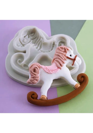 Yaleker Silikon Kek Dekorasyon Kalıbı - At Gibi Şekil, Fondant Ve Çikolata İçin El Yapımı Dıy Araçları Beyaz