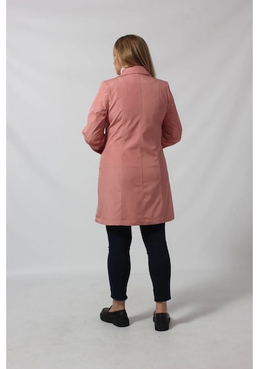 1670 Düğmeli Cep Detaylı Bondit Ceket Pudra