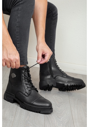 D114 Garantili Ürün Erkek Kışlık Soğuk Geçirmez Ortopedik Bot Siyah