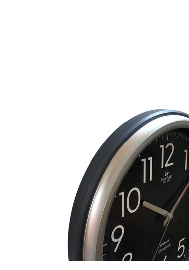 Eastar Sessiz Akar Saniyeli Duvar Saati E3529 Black Siyah - Gri