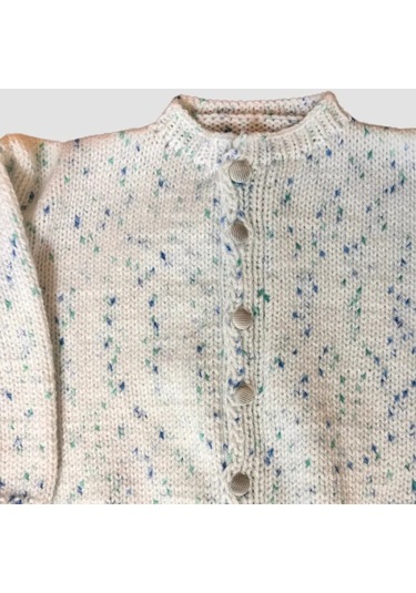 Uretti - Kadir 7704 - El Yapımı Örgü Bebek Hırka - 12 Ay Beyaz