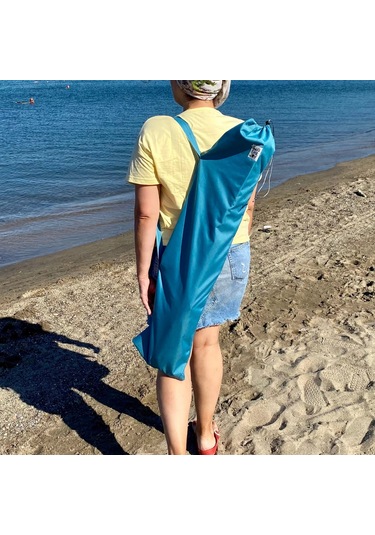 Bag The Joy Ahşap Kahverengi İskelet - Turkuaz Kılıf Sandalye Turkuaz