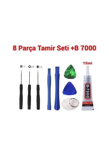 Telefon Ekran Açma Seti Tamir Kiti 8 Parça Sökme Takımı+B7000 (432042630)
