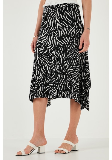 Lela Desenli Volanlı Midi Boy Bayan Etek 5869010 Zebra