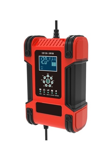 Ebitda 12v/24v 12a 7-step Smart Battery Charger, Multi-function Car Battery Red, Advanced Model
