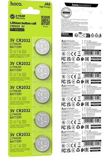 Hoco. Ja6 Cr2032 3v Düğme Pil 5 Li Paket - Gümüş