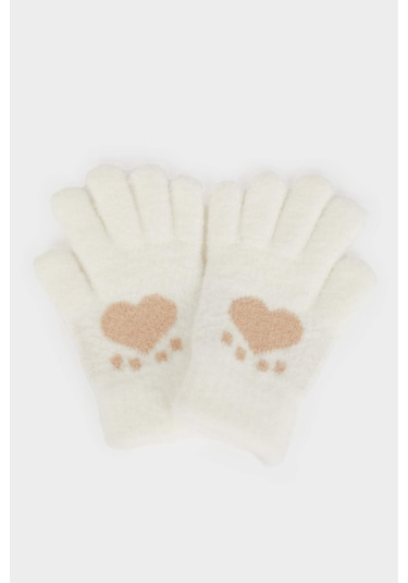 Defacto Kız Çocuk Triko Eldiven C8148a825wnwt1 Beyaz