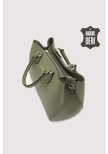 Hakiki Deri Yeşil Kadın Kol Çantası Uzun Askılı Smr7666 Yeşil