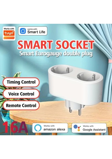 Motion003 1 Paket Avrupa Standartlı Çift Fişli Akıllı Ev Cihazı Ses Kontrolü Uzaktan İş