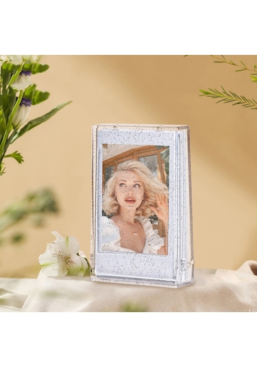 Sones 3 İnç Dondurma Parıltılı Fotoğraf Kutusu Ünlü Fotoğraf Kartı Saklama Kutusu Polaroidler İçin, Renk: Mor