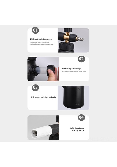 Maiyame Yüksek Basınçlı Araba Yıkama Spreyi - 2201 Siyah Miktar Ölçer Kavanoz, Döner Başlık, Kalın Kasa, 1/4 Hızlı Bağlantı