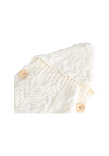 Beyaz 0-6 Ay Bebek Örme Düğme Yenidoğan Bebek Uyku Tulumu Kundak Battaniye Wrap